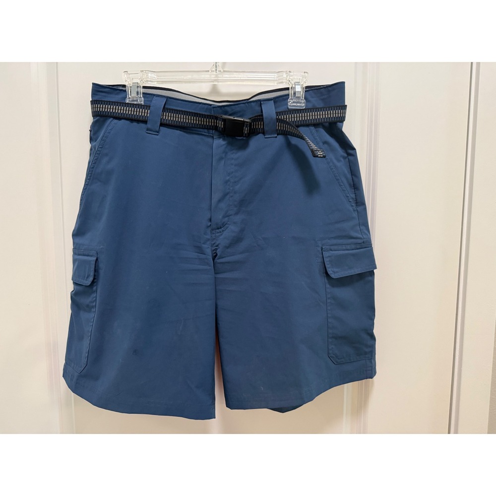 Orvis Mens Technical Cargo Shorts Slate Blue Integrated Belt Stretch Size 32